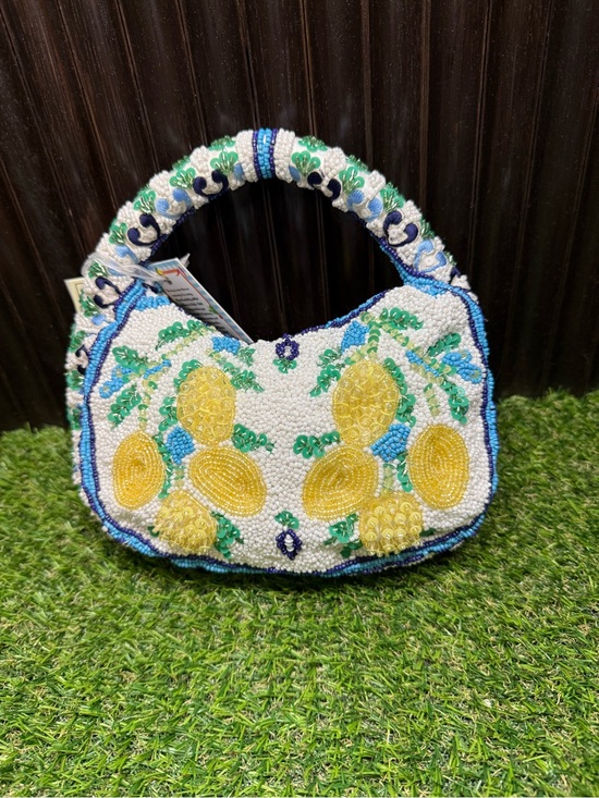 Handbags - Viral Handcrafted In India Beach Sun Beaded Bag Purse New Aqua Ivory